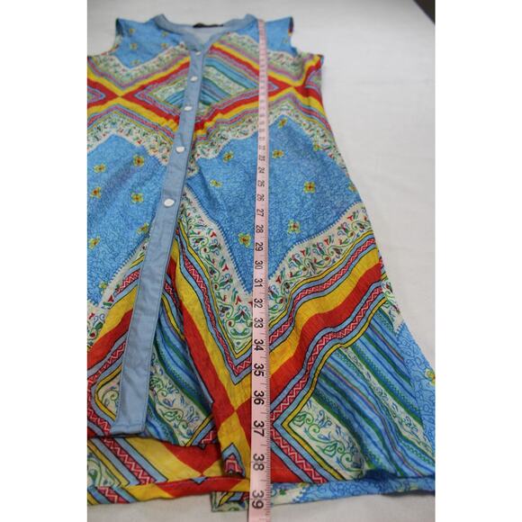 Creation XXL Sleeveless Button Front Tunic Top Boho Patchwork Floral Print - Picture 7 of 7